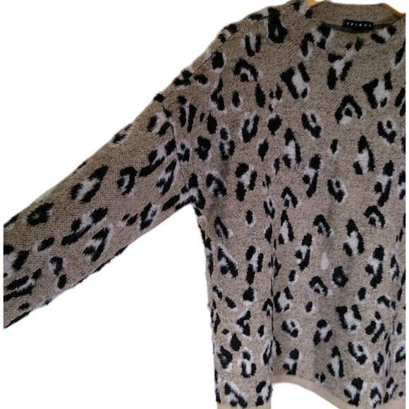 TRIBAL Leopard Print Sweater Mock Neck Pullover Long Sleeve Soft 3D Texture XL - Picture 3 of 8